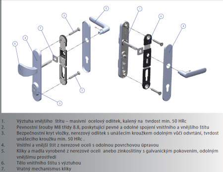 Okucia zabezpieczające ROSTEX BK RX4-50 EXCLUSIVE 3 klasa (STAL NIERDZEWNA CHROMOWANA)